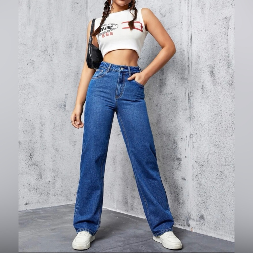 Medium-Dark Wash Denim Jeans